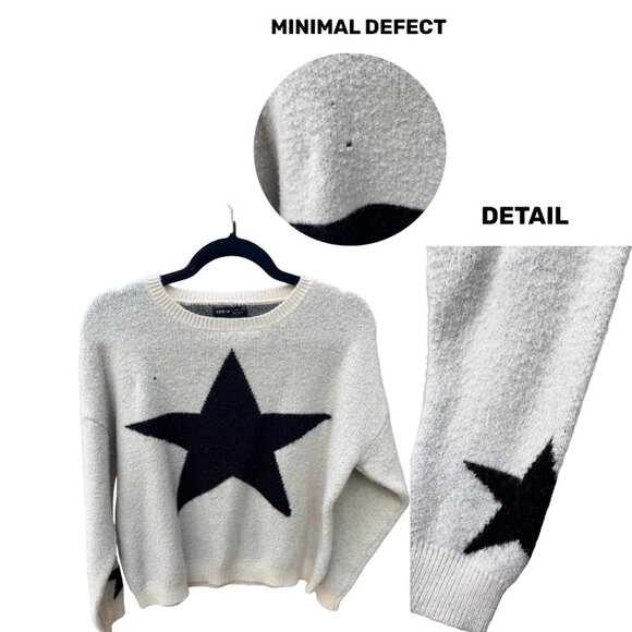 35. Tan & Black Star Print Knit Sweater Women’s Size L - Picture 5 of 5